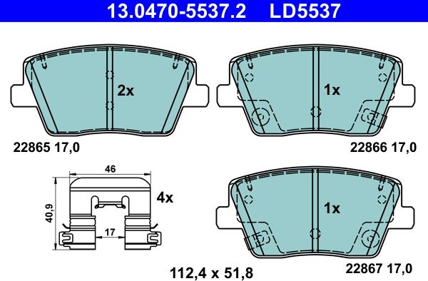 ATE 13.0470-5537.2 - Set placute frana,frana disc aaoparts.ro