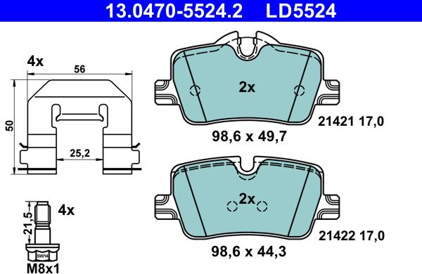 ATE 13.0470-5524.2 - Set placute frana,frana disc aaoparts.ro