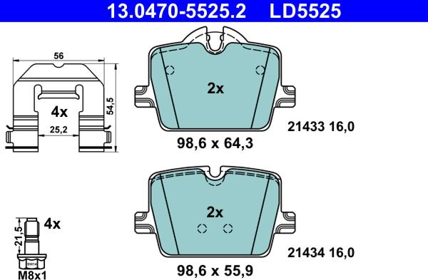 ATE 13.0470-5525.2 - Set placute frana,frana disc aaoparts.ro