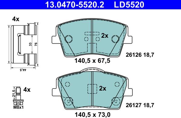 ATE 13.0470-5520.2 - Set placute frana,frana disc aaoparts.ro