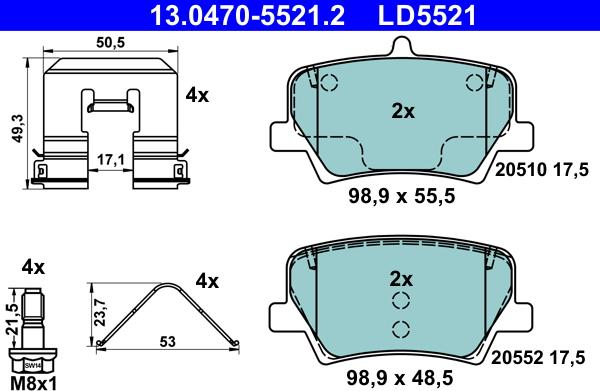 ATE 13.0470-5521.2 - Set placute frana,frana disc aaoparts.ro