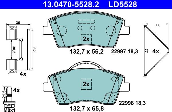 ATE 13.0470-5528.2 - Set placute frana,frana disc aaoparts.ro