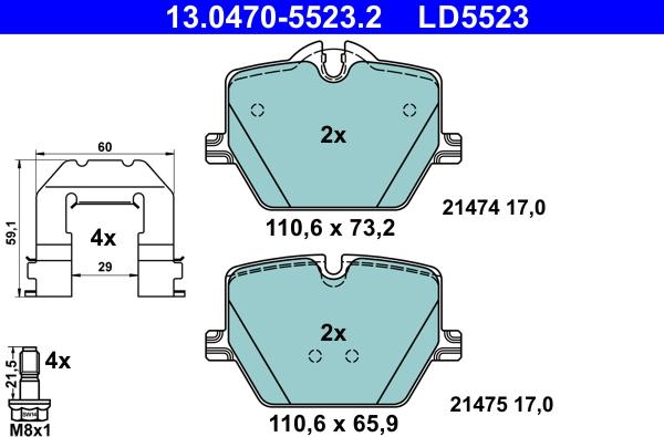 ATE 13.0470-5523.2 - Set placute frana,frana disc aaoparts.ro