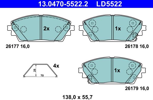 ATE 13.0470-5522.2 - Set placute frana,frana disc aaoparts.ro