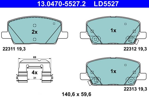 ATE 13.0470-5527.2 - Set placute frana,frana disc aaoparts.ro