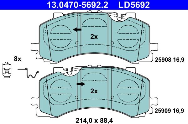 ATE 13.0470-5692.2 - Set placute frana,frana disc aaoparts.ro