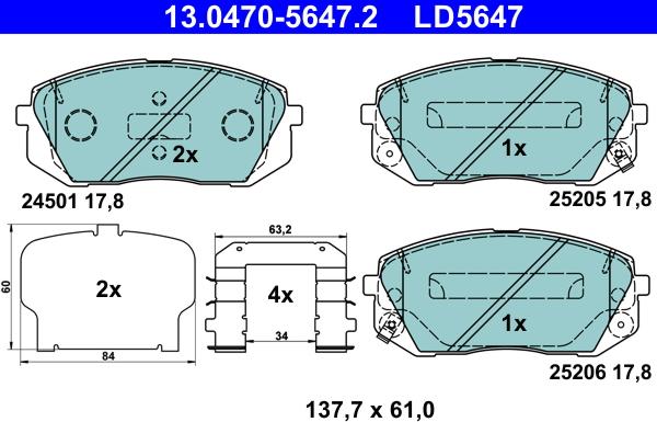 ATE 13.0470-5647.2 - Set placute frana,frana disc aaoparts.ro