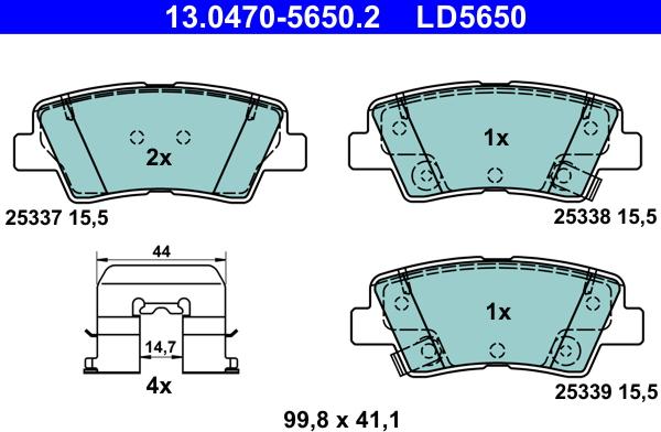 ATE 13.0470-5650.2 - Set placute frana,frana disc aaoparts.ro