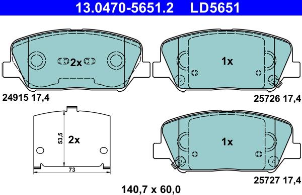 ATE 13.0470-5651.2 - Set placute frana,frana disc aaoparts.ro