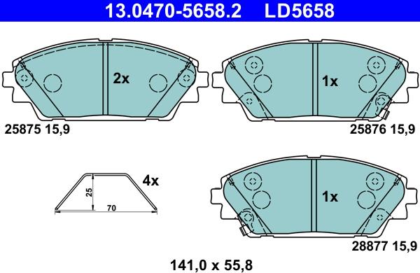 ATE 13.0470-5658.2 - Set placute frana,frana disc aaoparts.ro