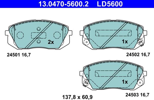 ATE 13.0470-5600.2 - Set placute frana,frana disc aaoparts.ro