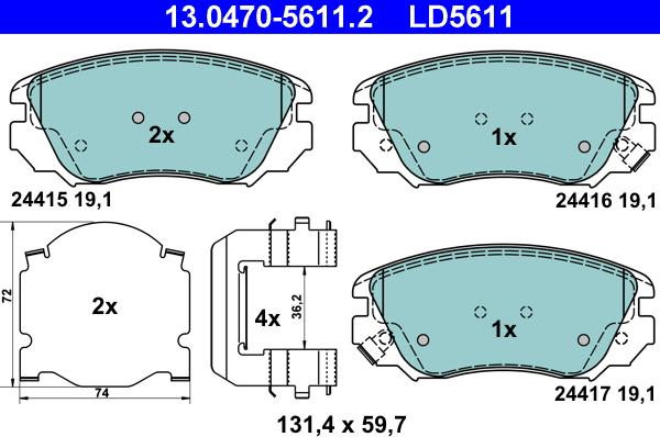 ATE 13.0470-5611.2 - Set placute frana,frana disc aaoparts.ro