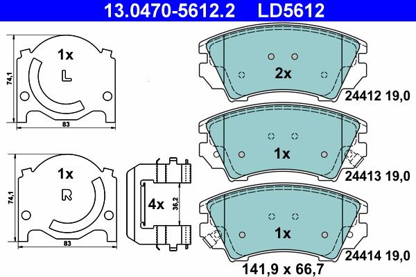 ATE 13.0470-5612.2 - Set placute frana,frana disc aaoparts.ro