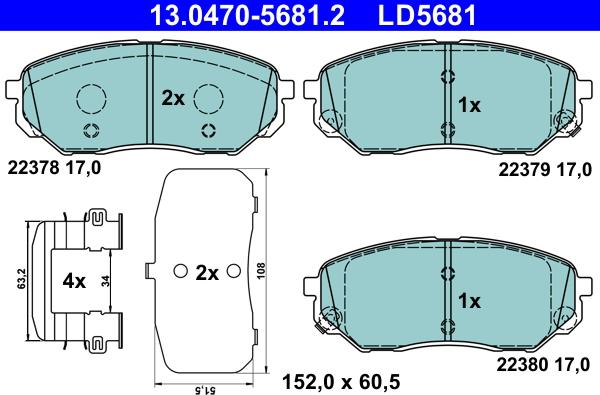 ATE 13.0470-5681.2 - Set placute frana,frana disc aaoparts.ro