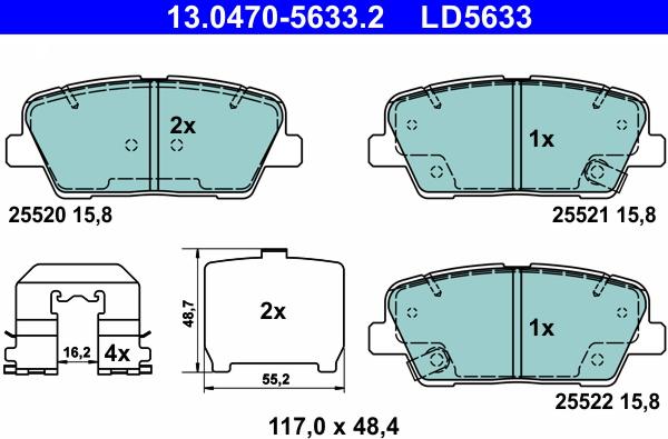 ATE 13.0470-5633.2 - Set placute frana,frana disc aaoparts.ro