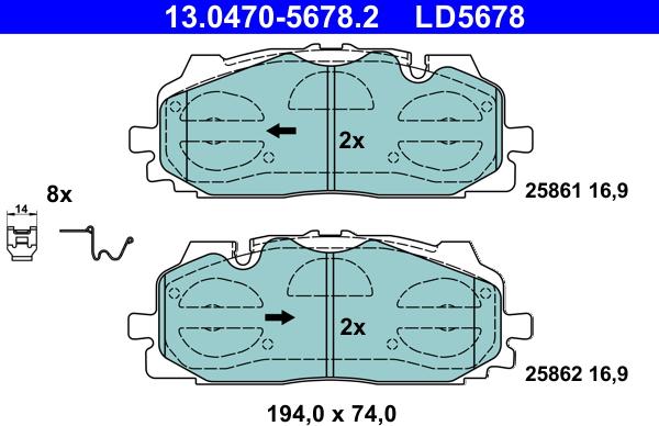 ATE 13.0470-5678.2 - Set placute frana,frana disc aaoparts.ro