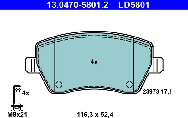 ATE 13.0470-5801.2 - Set placute frana,frana disc aaoparts.ro