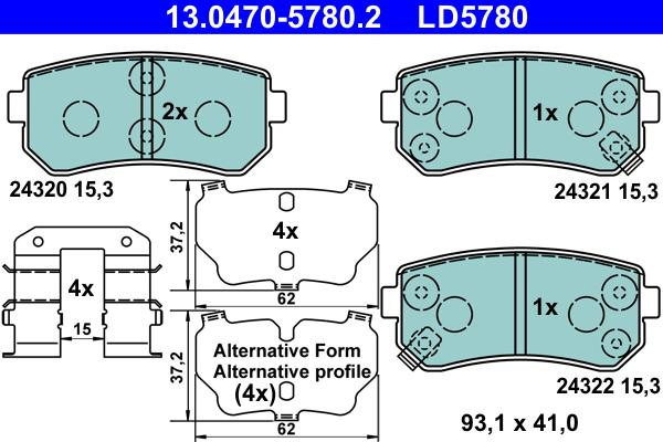 ATE 13.0470-5780.2 - Set placute frana,frana disc aaoparts.ro