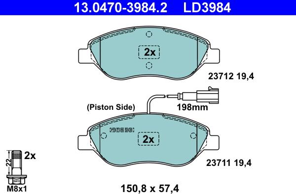 ATE 13.0470-3984.2 - Set placute frana,frana disc aaoparts.ro