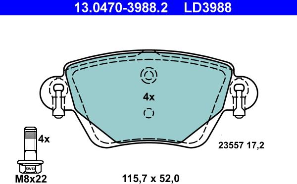 ATE 13.0470-3988.2 - Set placute frana,frana disc aaoparts.ro