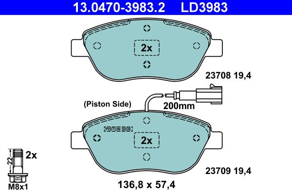 ATE 13.0470-3983.2 - Set placute frana,frana disc aaoparts.ro