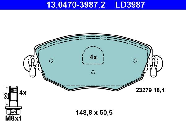 ATE 13.0470-3987.2 - Set placute frana,frana disc aaoparts.ro