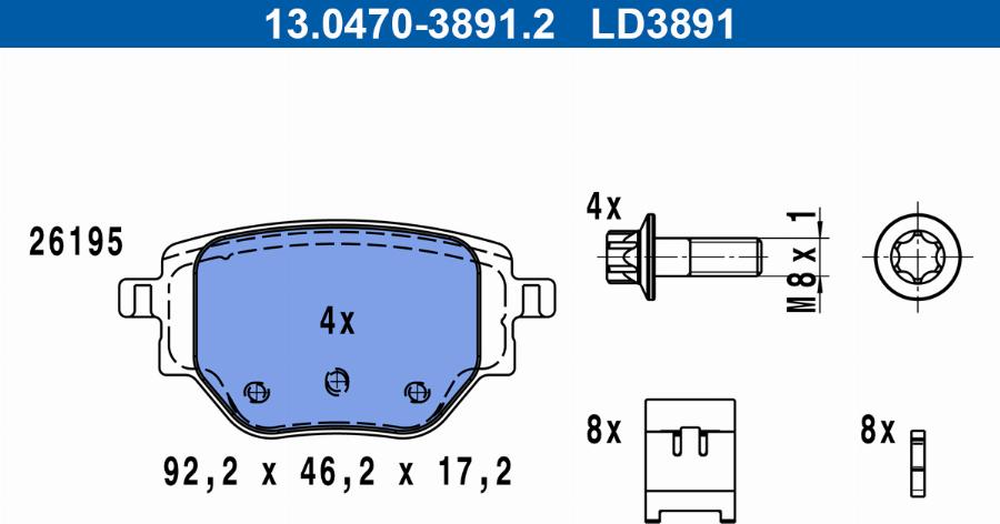 ATE 13.0470-3891.2 - Set placute frana,frana disc aaoparts.ro