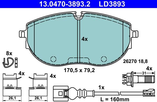 ATE 13.0470-3893.2 - Set placute frana,frana disc aaoparts.ro