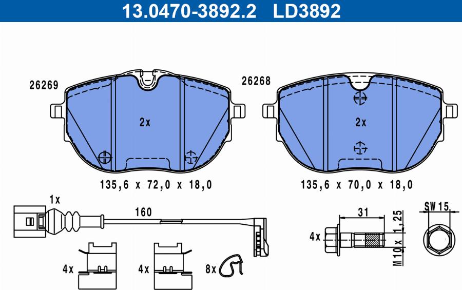 ATE 13.0470-3892.2 - Set placute frana,frana disc aaoparts.ro