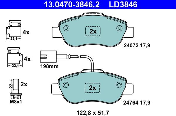 ATE 13.0470-3846.2 - Set placute frana,frana disc aaoparts.ro