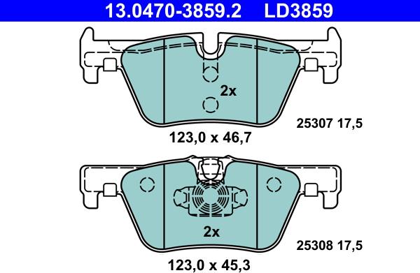 ATE 13.0470-3859.2 - Set placute frana,frana disc aaoparts.ro