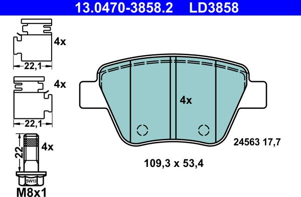 ATE 13.0470-3858.2 - Set placute frana,frana disc aaoparts.ro