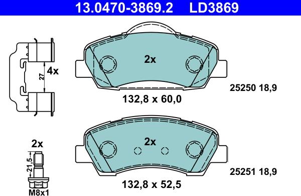 ATE 13.0470-3869.2 - Set placute frana,frana disc aaoparts.ro