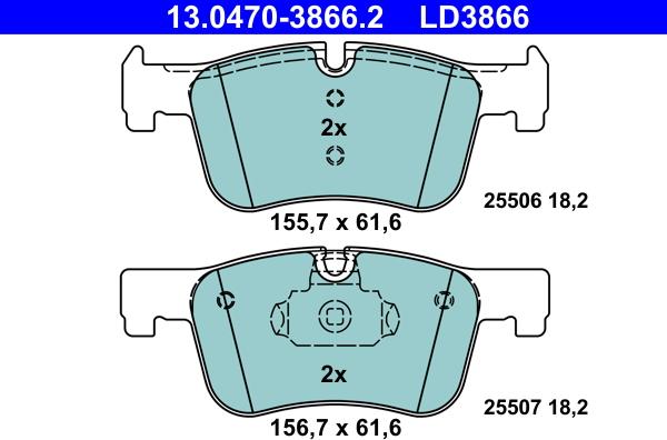 ATE 13.0470-3866.2 - Set placute frana,frana disc aaoparts.ro