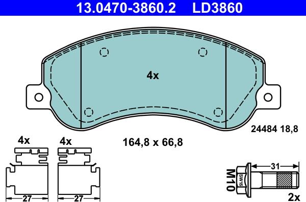 ATE 13.0470-3860.2 - Set placute frana,frana disc aaoparts.ro