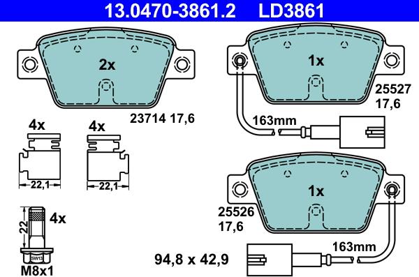 ATE 13.0470-3861.2 - Set placute frana,frana disc aaoparts.ro