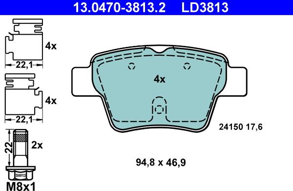 ATE 13.0470-3813.2 - Set placute frana,frana disc aaoparts.ro