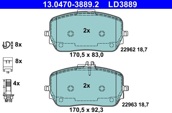 ATE 13.0470-3889.2 - Set placute frana,frana disc aaoparts.ro