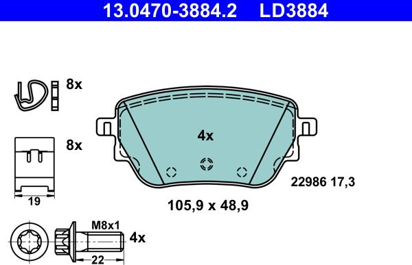 ATE 13.0470-3884.2 - Set placute frana,frana disc aaoparts.ro