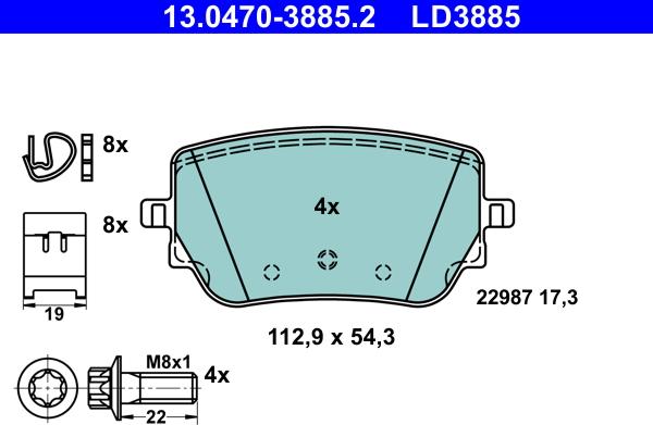 ATE 13.0470-3885.2 - Set placute frana,frana disc aaoparts.ro