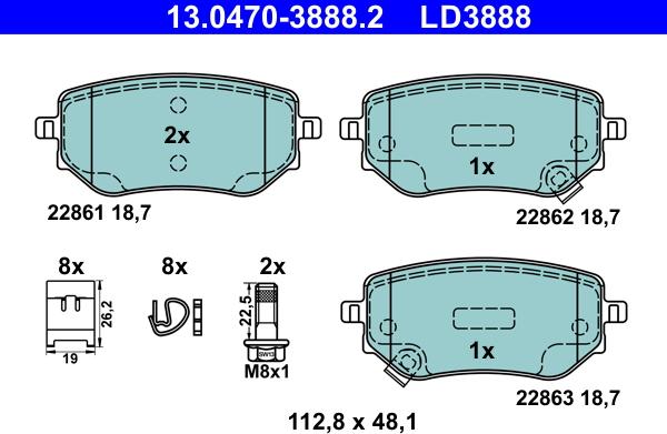 ATE 13.0470-3888.2 - Set placute frana,frana disc aaoparts.ro