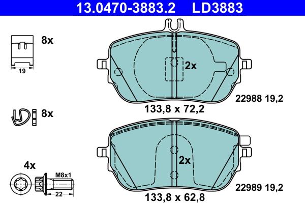 ATE 13.0470-3883.2 - Set placute frana,frana disc aaoparts.ro