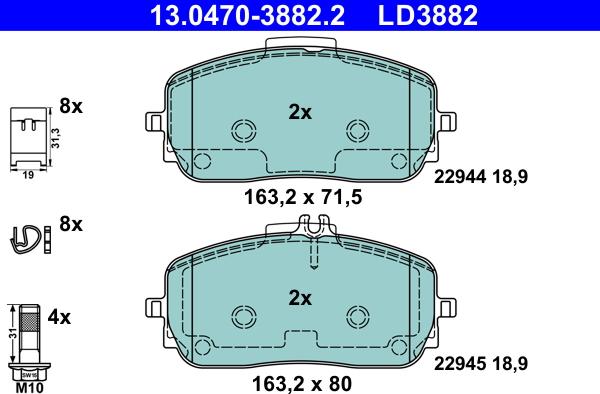 ATE 13.0470-3882.2 - Set placute frana,frana disc aaoparts.ro