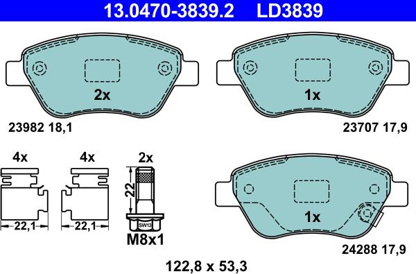 ATE 13.0470-3839.2 - Set placute frana,frana disc aaoparts.ro