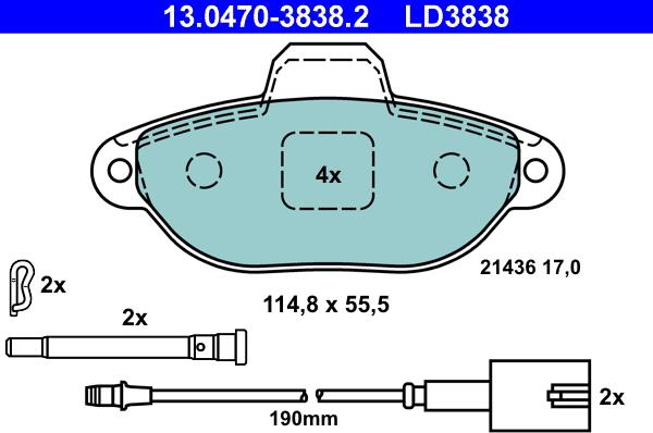 ATE 13.0470-3838.2 - Set placute frana,frana disc aaoparts.ro