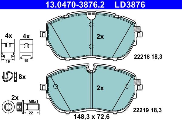 ATE 13.0470-3876.2 - Set placute frana,frana disc aaoparts.ro