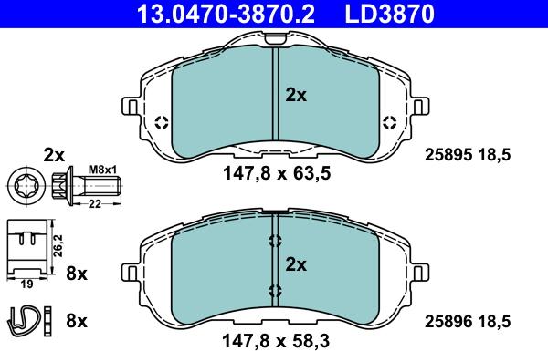 ATE 13.0470-3870.2 - Set placute frana,frana disc aaoparts.ro