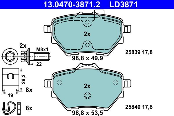 ATE 13.0470-3871.2 - Set placute frana,frana disc aaoparts.ro