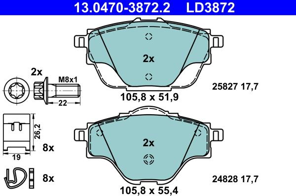 ATE 13.0470-3872.2 - Set placute frana,frana disc aaoparts.ro