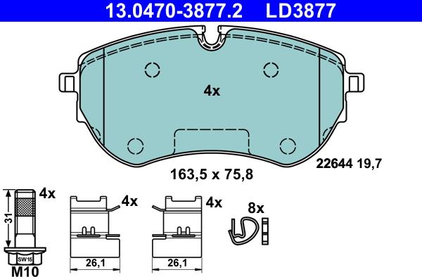 ATE 13.0470-3877.2 - Set placute frana,frana disc aaoparts.ro